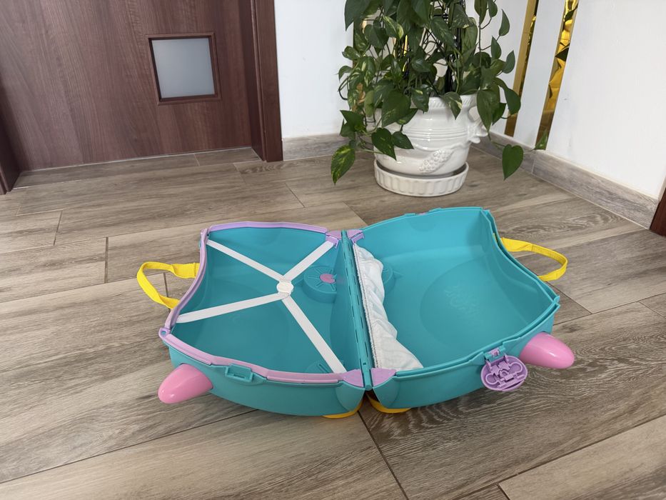 Valiza pentru copii Ride-On Una Unicorn Trunki, Turcoaz, 46 cm