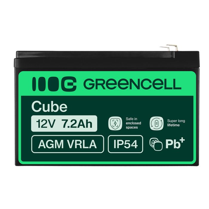Green Cell AGM VRLA батерия 12V 7.2Ah за аларми и касови апарати
