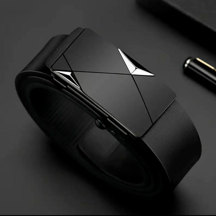 Мъжки официален кожен колан/Автоматичен с тъмна катарама -15% Промоция