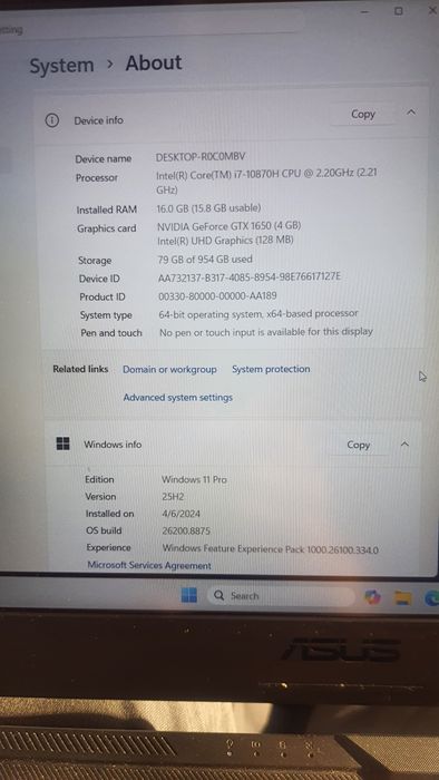 ASUS tuf gaming F15 FX506 LH i7 1T