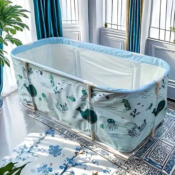 Сгъваема преносима вана XXL с възглавница и топлоизолация