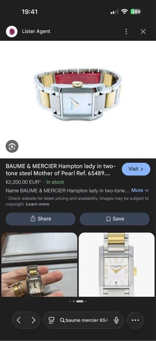 Ceas Baume Mercier Diamant Tank aur masiv 18k dama schimb cu cartier omega breitling