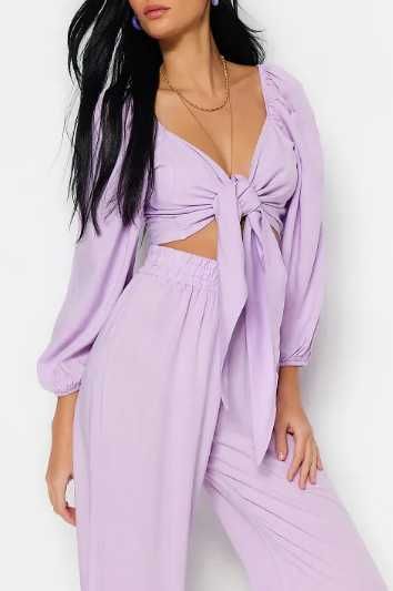 Нов Комплект блуза и панталон в лилаво