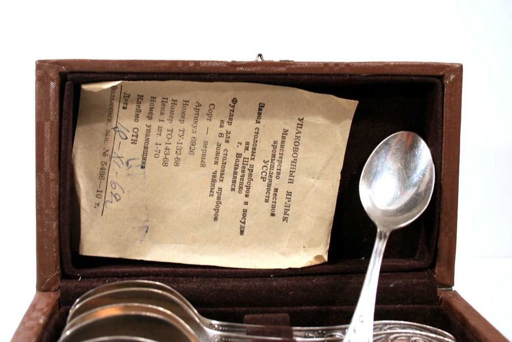 Подарок, подарочный комплект чайных ложек из мельхиора