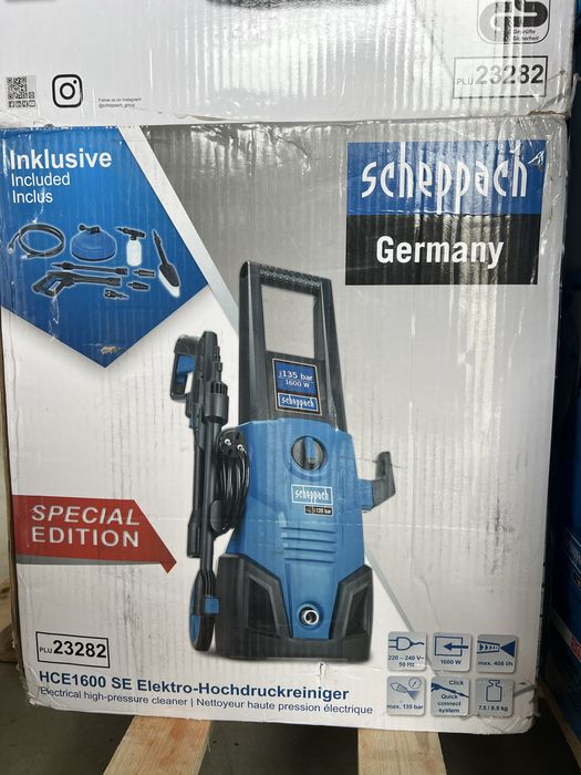 Нова Водоструйка Scheppach 1600W  135 бара Модел 2025г