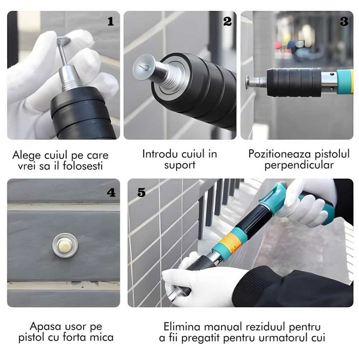 Kit pistol manual pentru fixare nituri cuie Accesorii +  30 Cuie CADOU