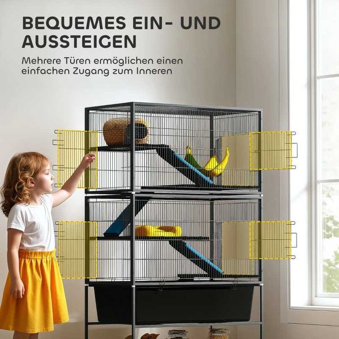 PawHut Клетка за малки животни, с 5 нива, 88 x 48 x 150,5 см