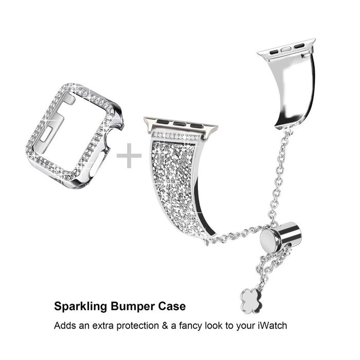 Stainless steel каишки с кристали за Apple Watch ULTRA/SE/11/10/9/8/7