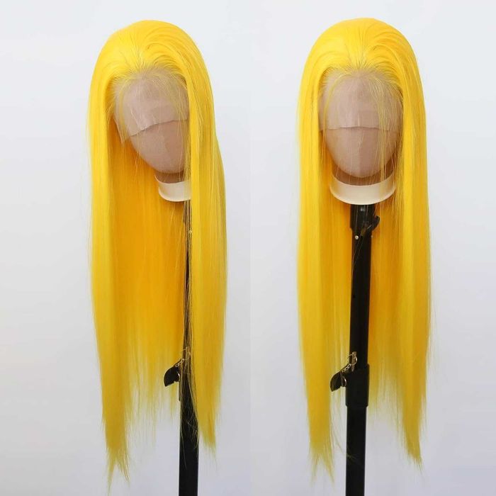 Дълга права жълта перука с дантела 13x4 – ефектен и модерен стил