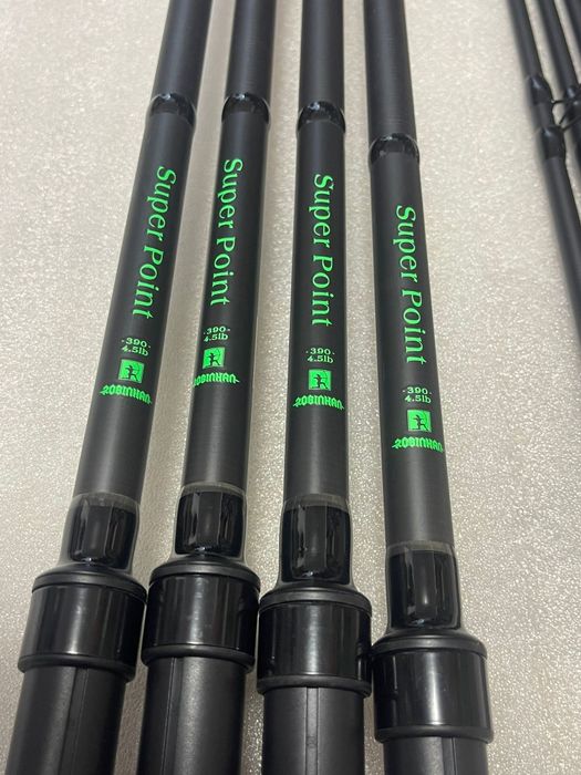 SET 4 Lansete Super Point 3.9m, 4.5lbs 2segmente + 4 Mulinete TM12000