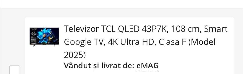 Vand Smart TV TCL QLed 4K pentru piese