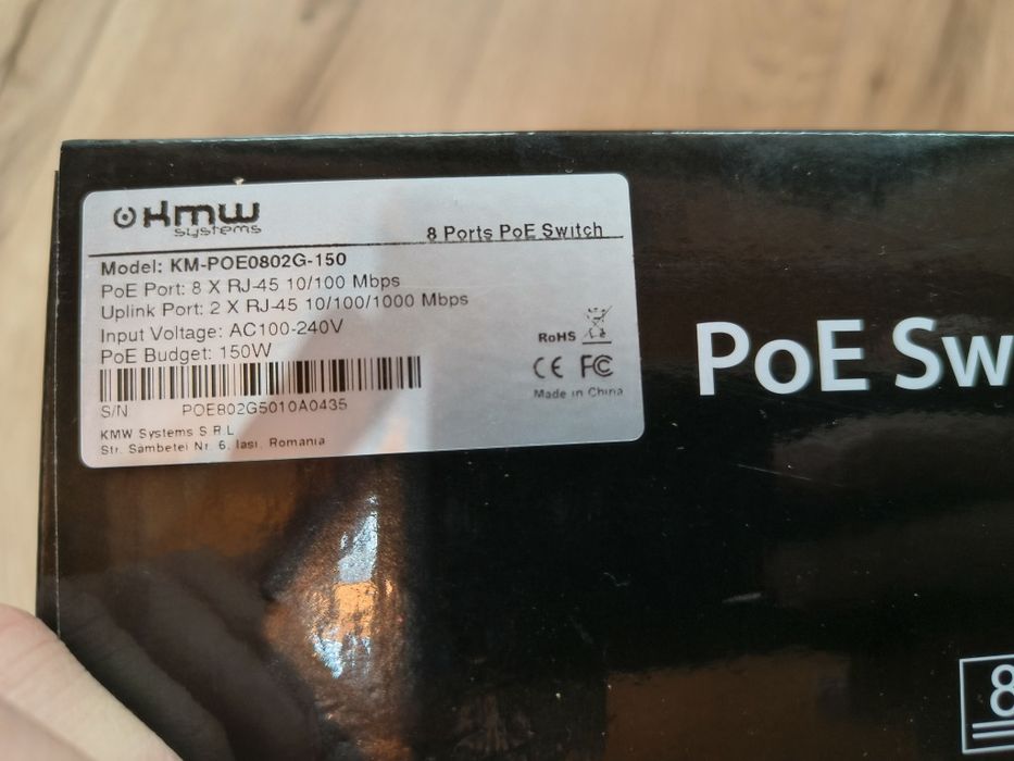 Kit supraveghere IP: NVR KMW 6 canale AI + Switch PoE 8 porturi 150W