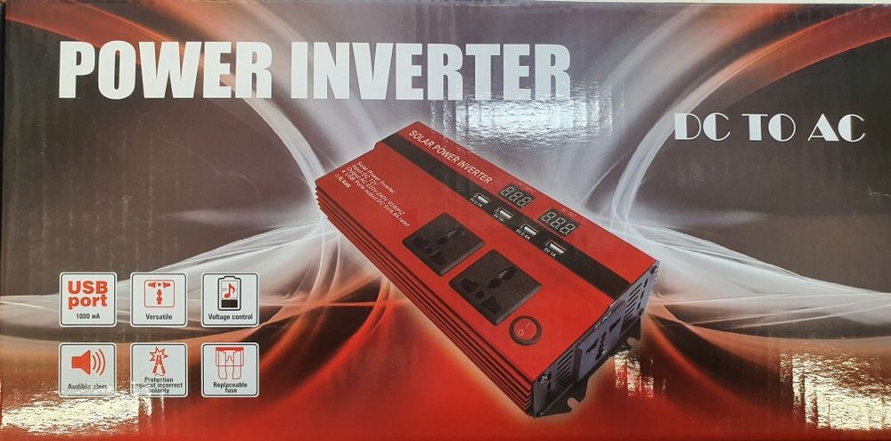 Invertor 2000w 12v sau 24v  220v vârf 4000w afisaje 3 prize 220v usb