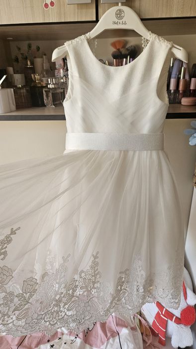 Бяла рокля Abel&lula шаферка/кръщене 104/110см