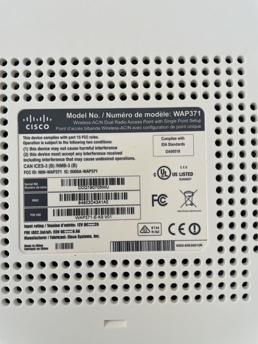 Cisco Access Point WAP371 5Ghz