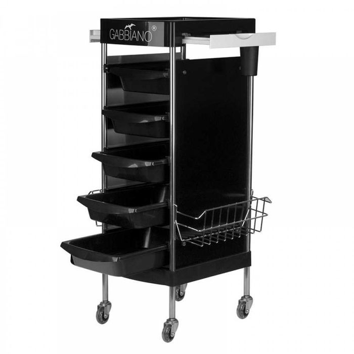 Фризьорска количка Gabbiano FX11E - 40 х 30 х 93 см - черна