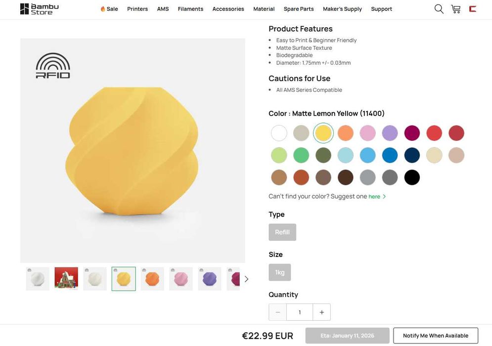 PLA matte филамент Bambu Lab