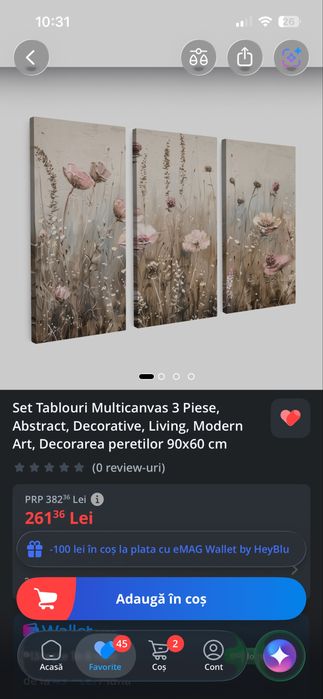 Set 3 tablouri canvas 40x60 / 60x120 total