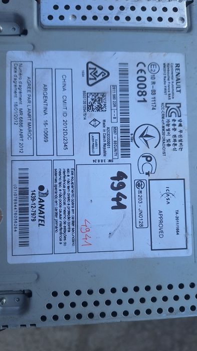 Radio audio cd bluetooth Renault A2C32333001 281158023R si 281150004R