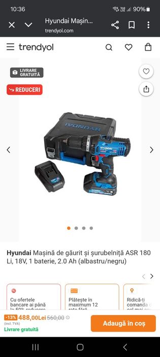 Masina gaurit & insurubat cu percutie profesionala cu baterie Hyundai