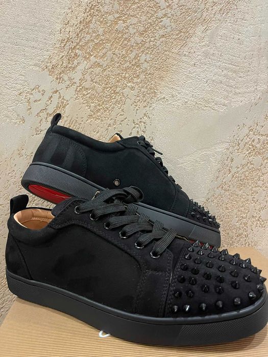 Мъжки обувки Christian Louboutin Louis Junior Spikes (Черен велур) – Размер 43