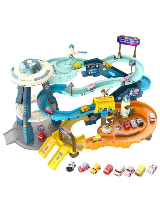 Set joaca copii circuite & parcari XXL cu lift, lumini, sunete