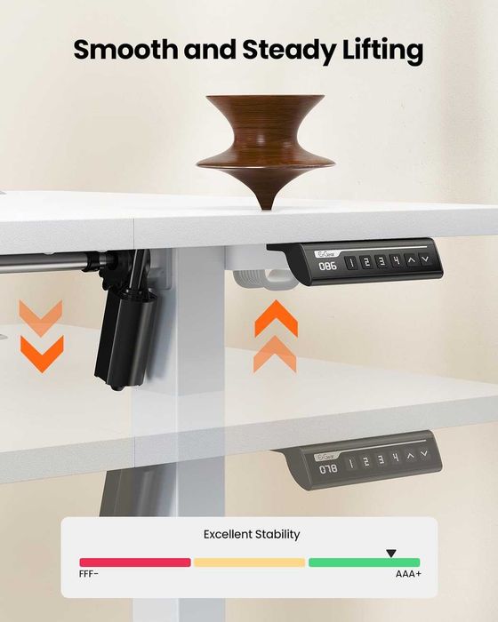 LIVRARE GRATUITA - Birou reglabil electric 140x70 cm – standing desk cu memorie, office
