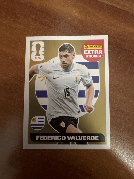 Sticker editie world cup 2026 extra sticker gold federico valverde
