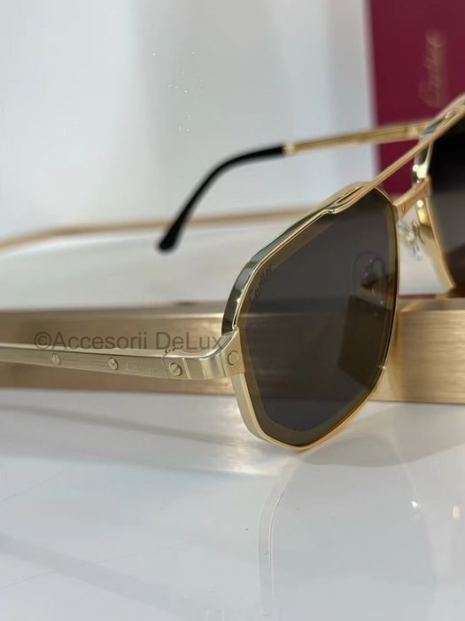 Ochelari de Soare Cartier Aviator CT0462S Full Box Santos De Cartier [Verificare Colet] Gold