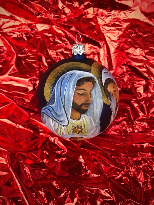 Glob de sticlă pictat manual- Nașterea Domnului