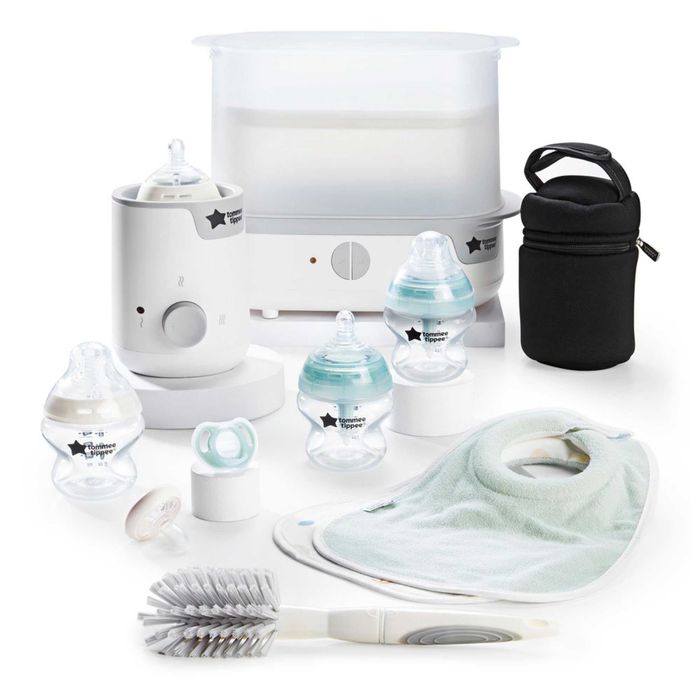 НОВ Tommee Tippee Комплект Електрически парен стерилизатор шишета нагревател за шише торбичка