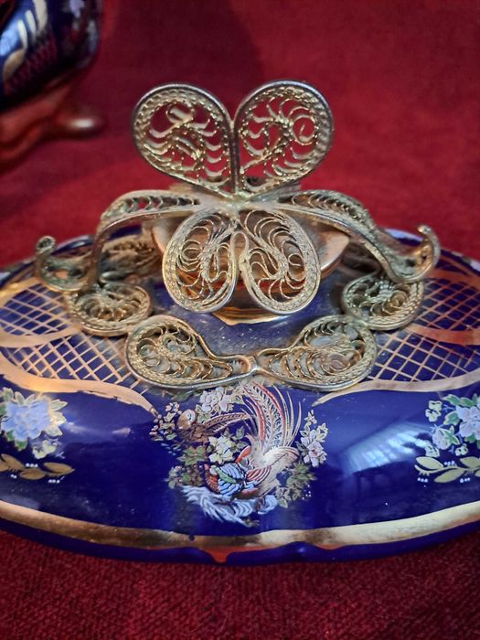 supiera centru de masa fructiera portelan manere bronz