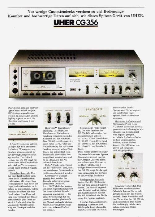 Deck Uher CG 356 , 3 capete, an 1982