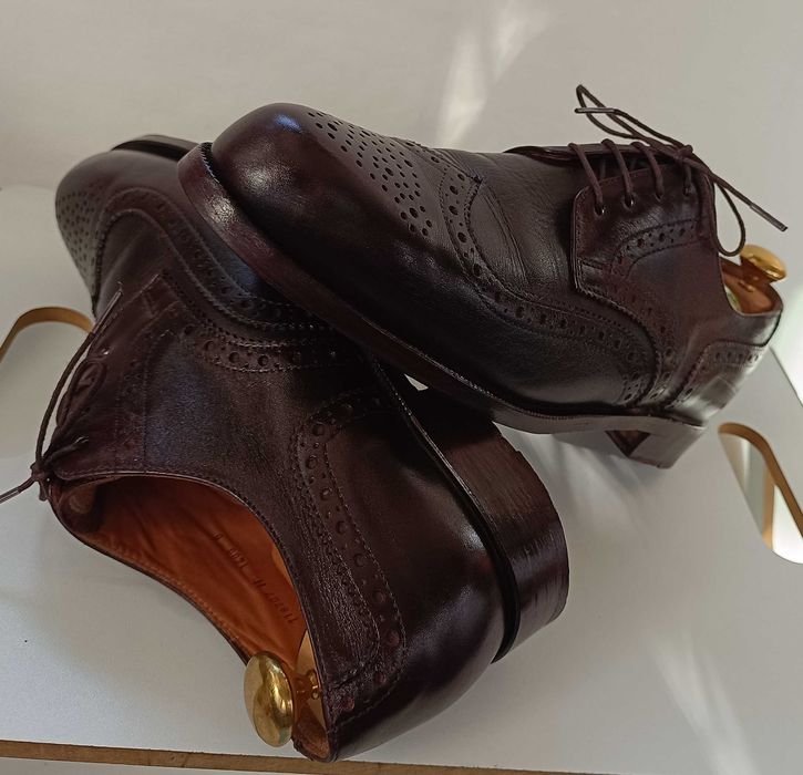 Pantofi derby brogue 40 lucrati manual Lavoratione Art. piele naturala
