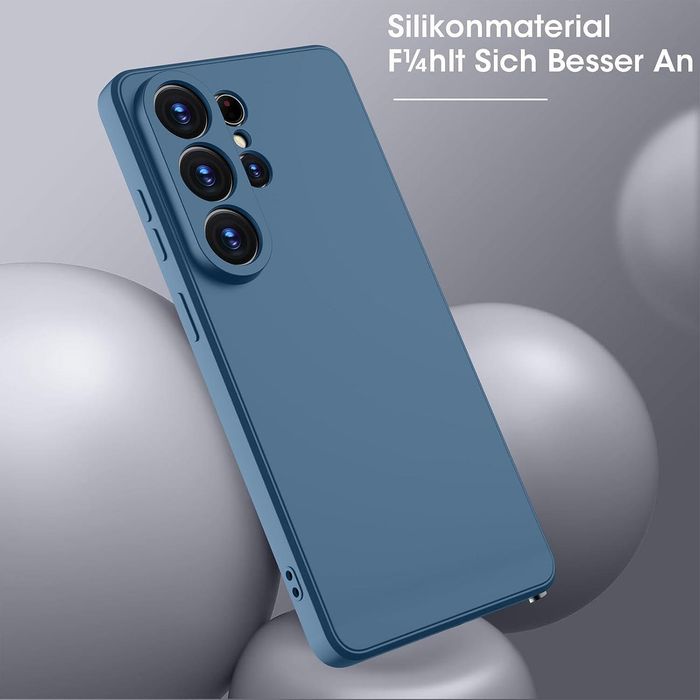 Матов силиконов кейс за samsung galaxy s26 ultra - тъмно син - със защ