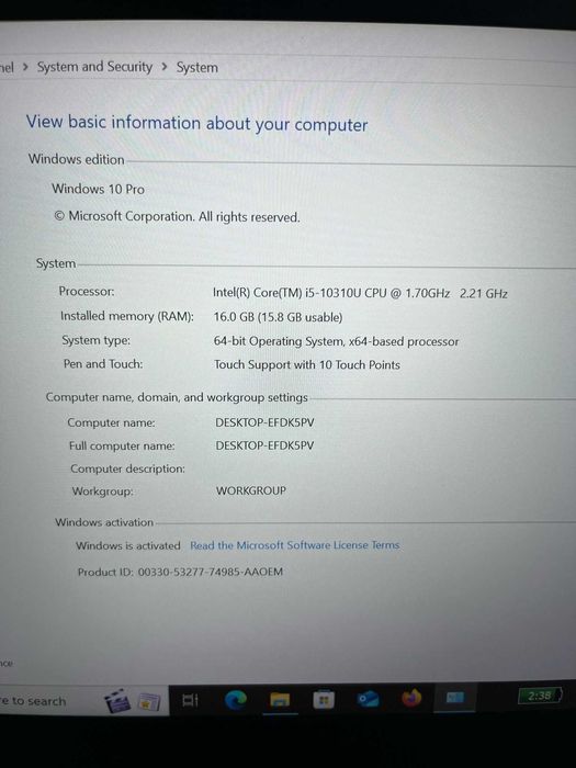 Lenovo ThinkPad T14-i5-10310U-16gb ram-256gb-Touchscreen