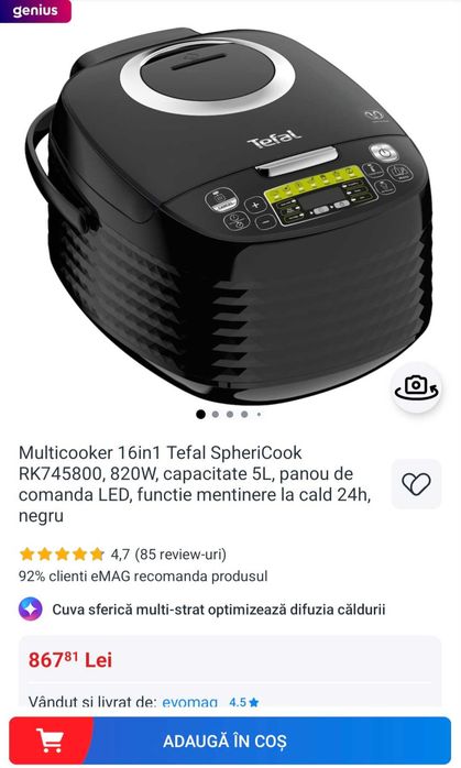 Multicooker 16in 1 Tefal SpheriCook, capacitate 5 L, in garantie