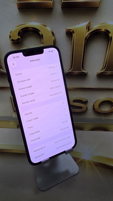 iPhone 14 Black 128GB Baterie:98%.Preṭ fix!