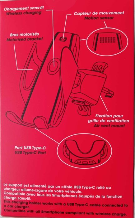 Car holder fast wireless charger 15w Akashi / стойка зарядно за кола