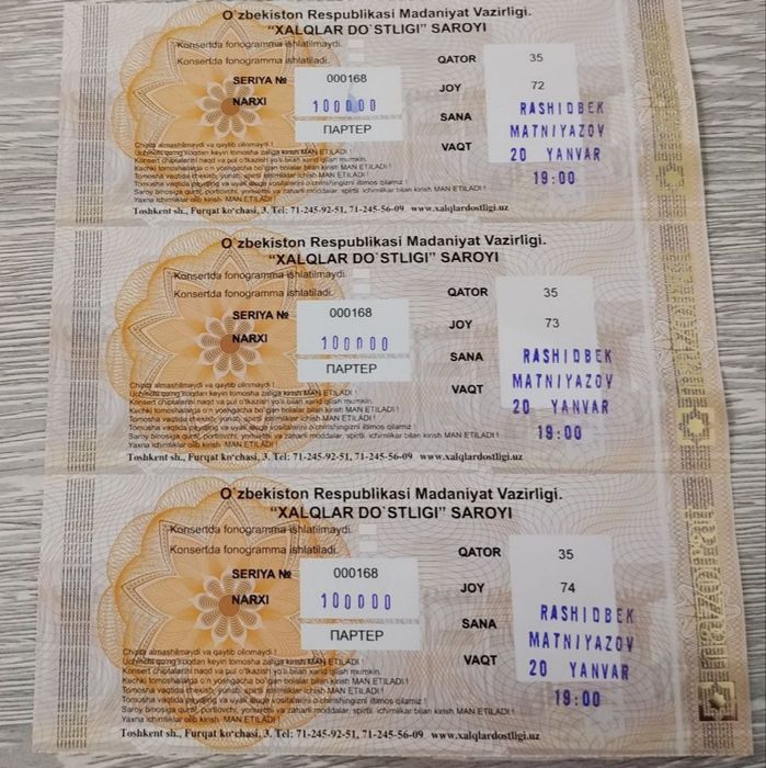 Bilet Rashidbek Matniyazov