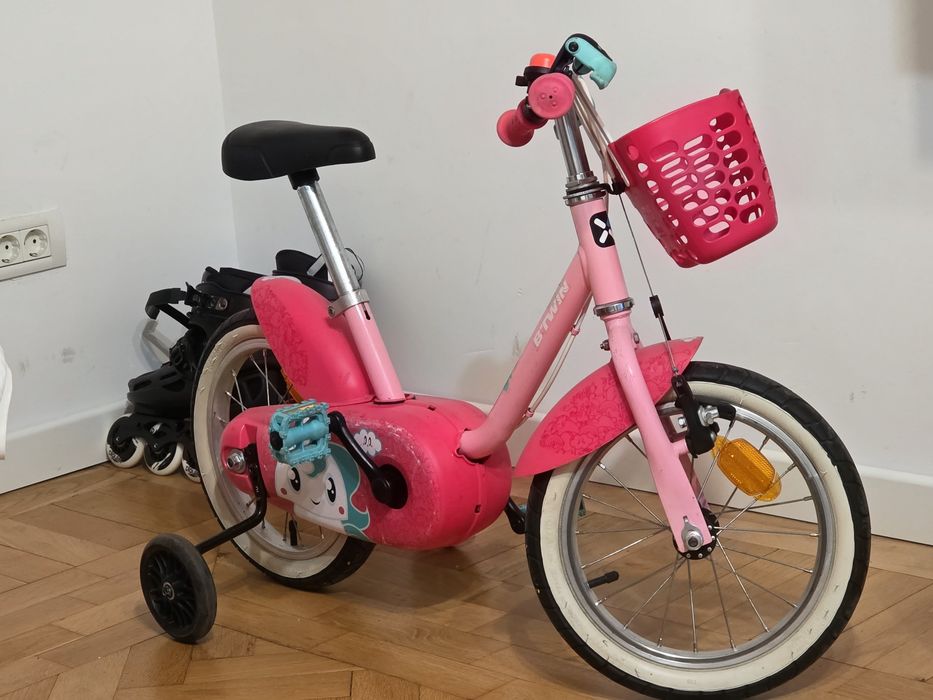 Bicicleta fetițe B'Twin 500 Unicorn de 14 inch, 3-5 ani