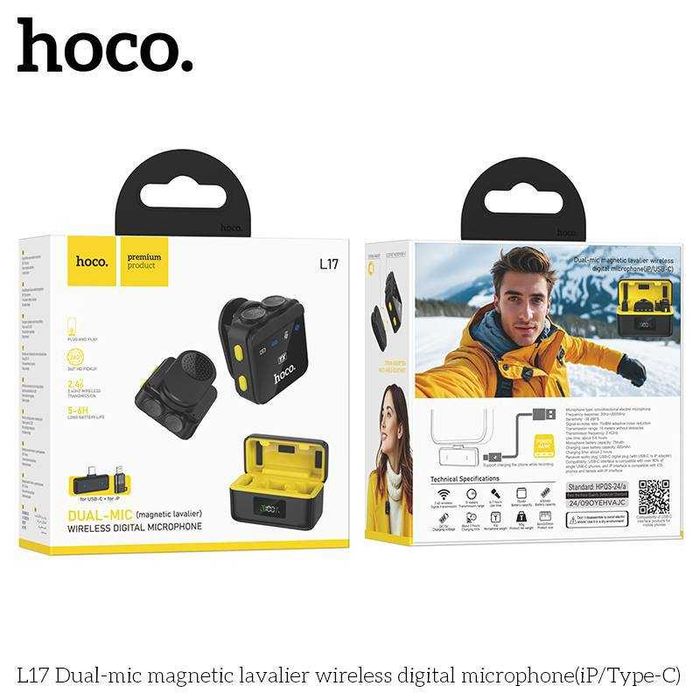 микрофон Hoco L17 Dual Mic беспроводной двойной