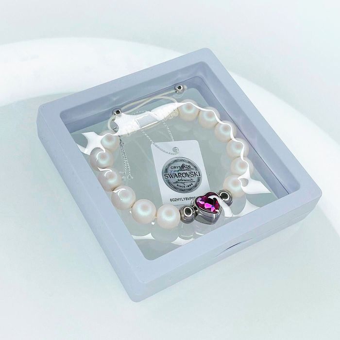 Дамска Гривна с Перли и Сърце Сваровски/Swarovski