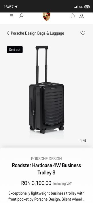 Troller Cabină - Porsche Design - Roadster Hardcase 4W Business Trolley S (Geanta, geamantan)