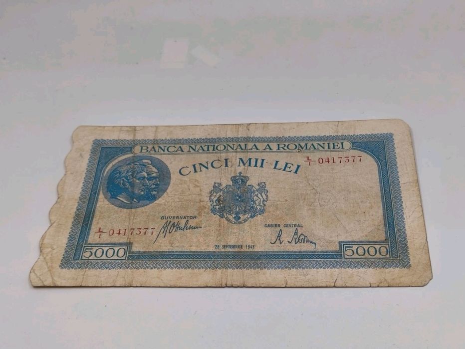 Lot 7 Bancnote Vechi România - 5000 Lei 1943 Traian și Decebal