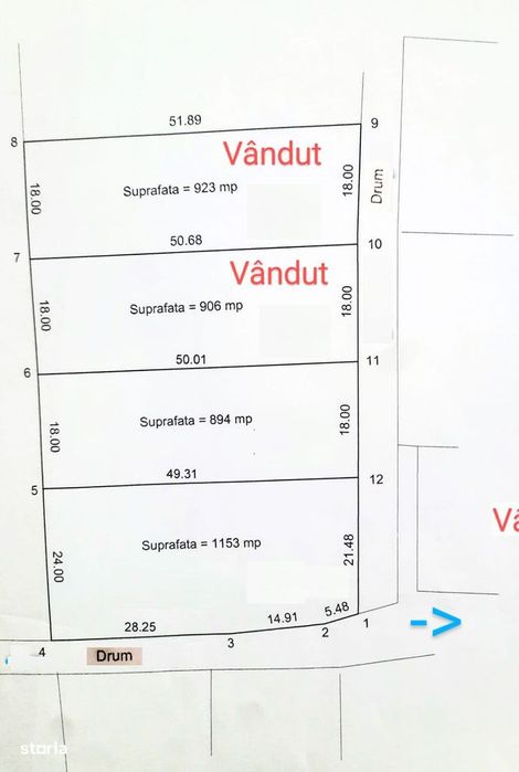 Teren 1153 mp cu front de 48 m la doar 9 km de Oradea | Eladó beltelek