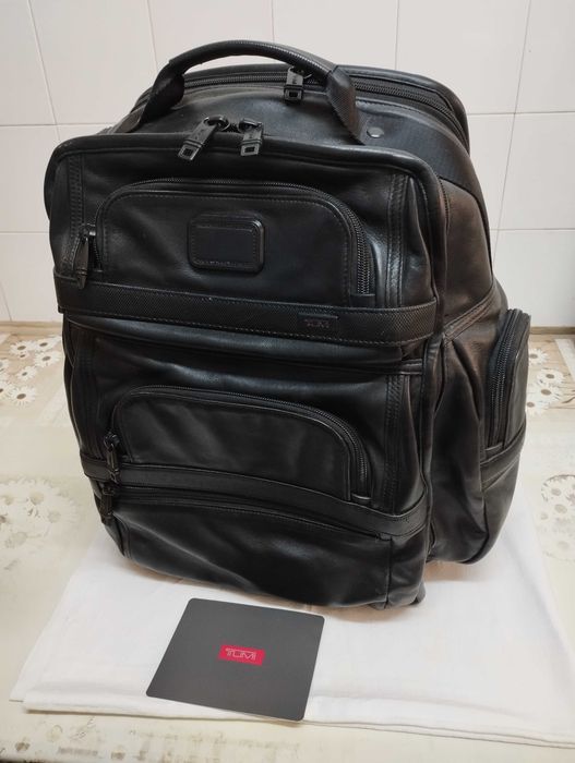 Rucsac Tumi pentru laptop Alpha II, Negru, din Piele naturala