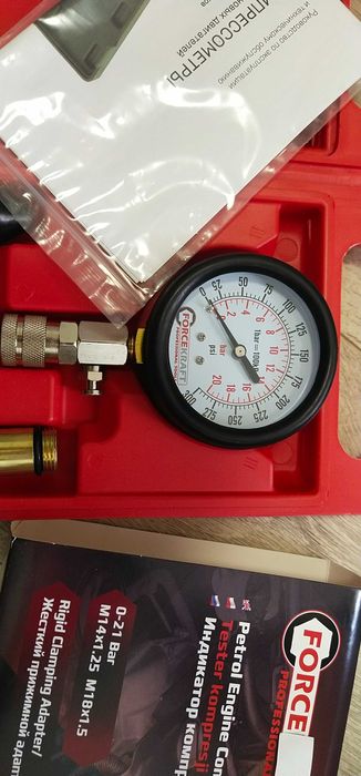 Компрессометр FORCE, Для проверки Компрессии в Цилиндрах Двигателя.ДВС