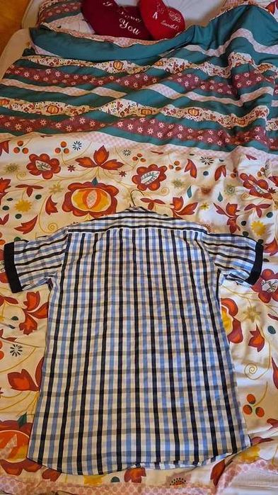 Cămașă bărbătească Biente Slim Fit, carouri albastru cu alb, XXL