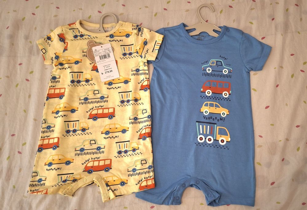 Set de două salopete vară băiețel 80 86 noi cu etichetă
